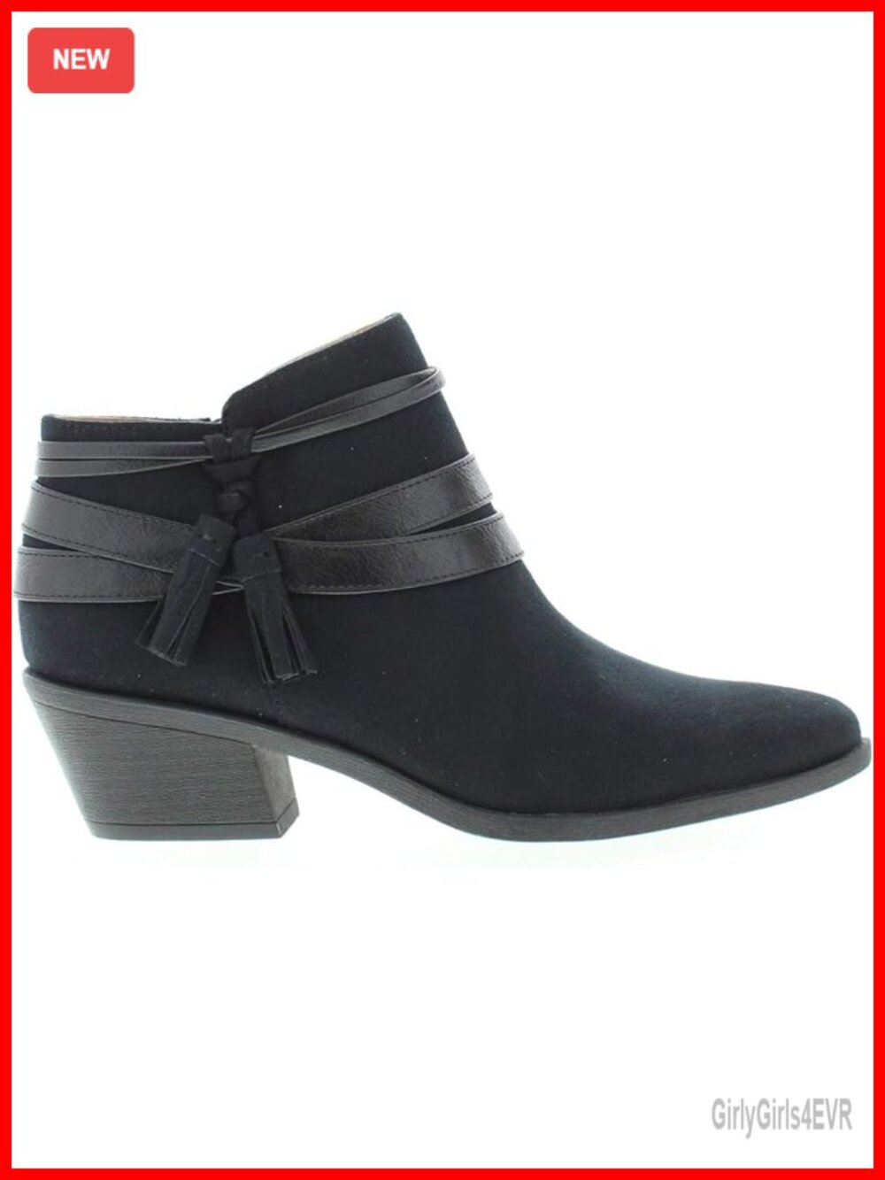 Suede Ankle Booties with Side Zip and Block Heel